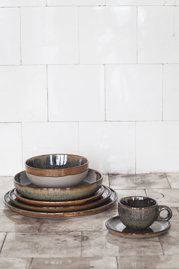 Platos de pan Surface, 16 cm, negro y gris, 4 unidades