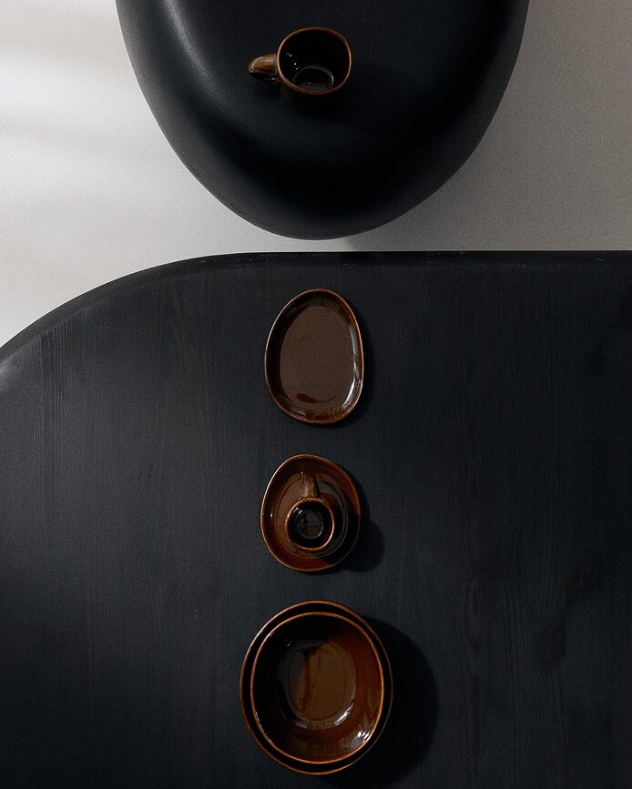 Platos de Postre Out of Lines, 18 cm, marrón y negro, 2 unidades