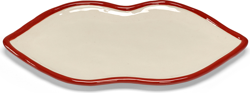 Platos de Servir Les Objets Mouleversants, blancos y rojos, 4 unidades