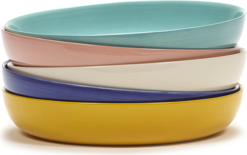 Platos Hondos Feast Pepper, 22 cm, rosa y azul, 2 unidades