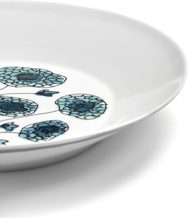 Platos hondos Midnight Flowers Camelia Aubergine, 18 cm, 2 unidades