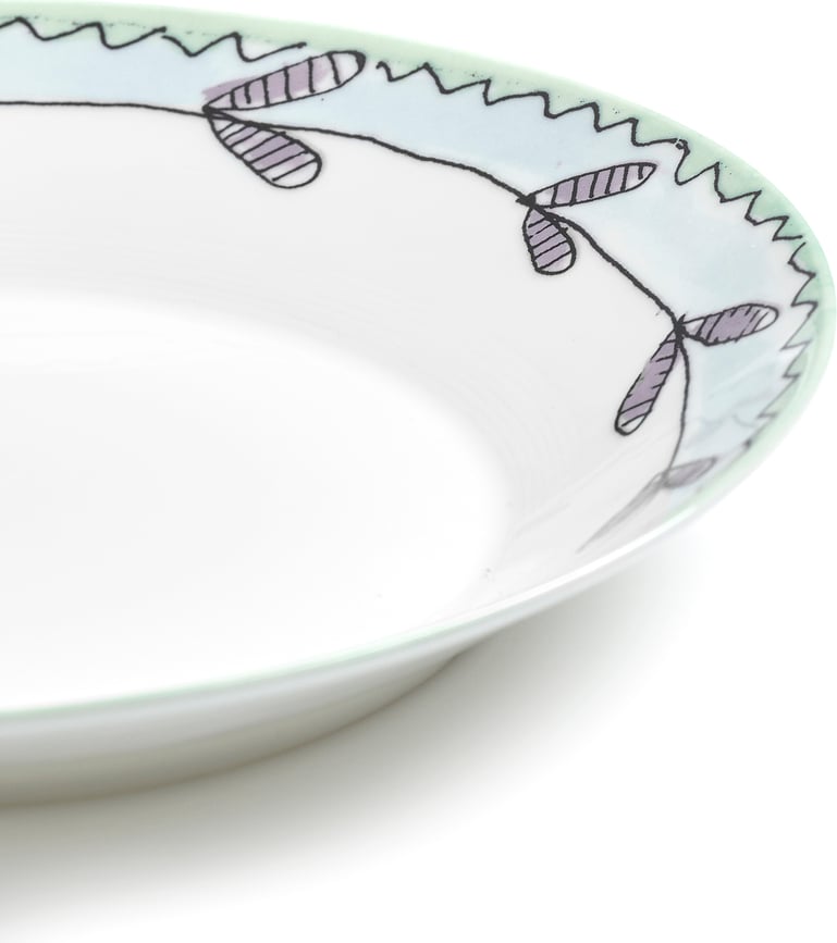 Platos hondos Midnight Flowers Camelia Aubergine, 18 cm, 2 unidades