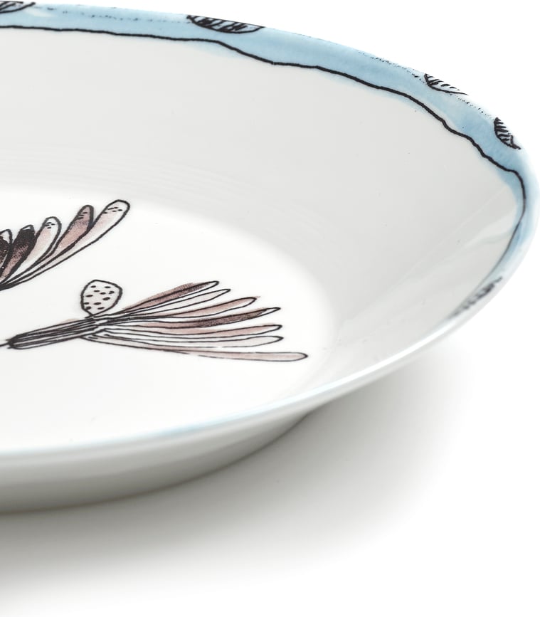 Platos hondos Midnight Flowers Camelia Aubergine, 18 cm, 2 unidades