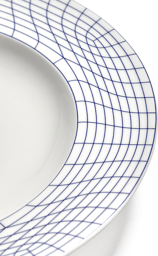 Platos hondos Nido 02, 28 cm, blanco y azul, 2 unidades