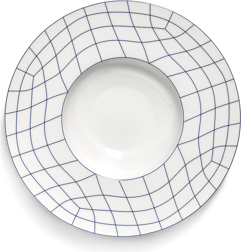 Platos hondos Nido, 28 cm, blanco y azul, 2 unidades