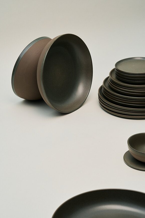 Platos Hondos Surface, 16 cm, negro y gris, 4 unidades