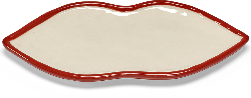 Platos Les Objets Mouleversants, 22 cm, blancos y rojos, 4 unidades