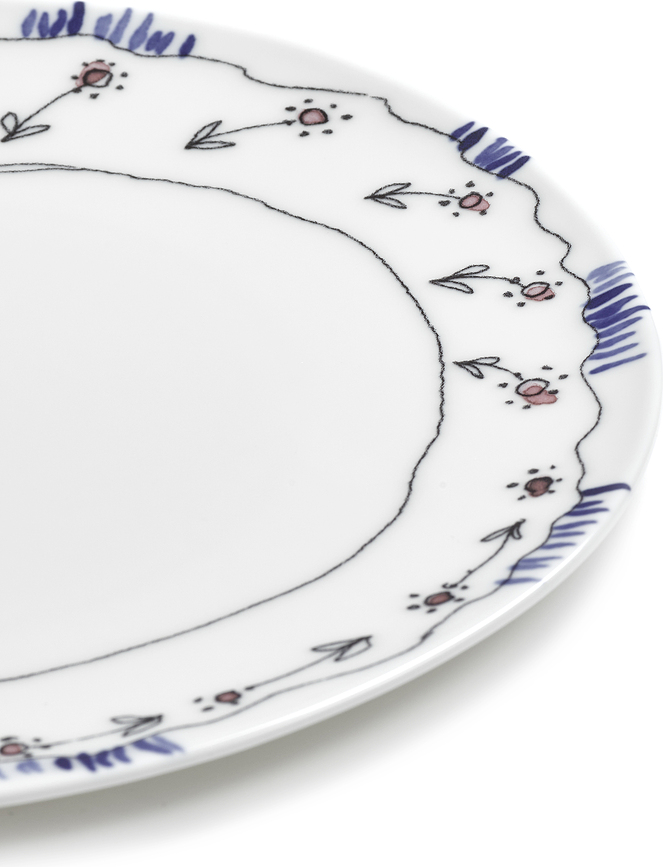 Set de platos llanos Midnight Flowers Camelia Aubergine, 24 cm, color berenjena, 2 unidades