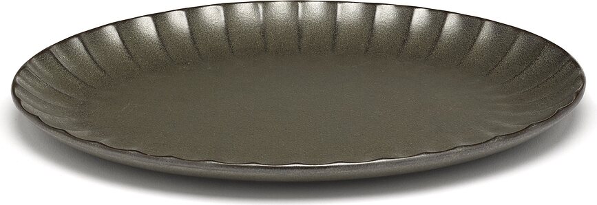 Platos llanos ovalados Inku, 25 cm, verde oscuro, Pack de 2