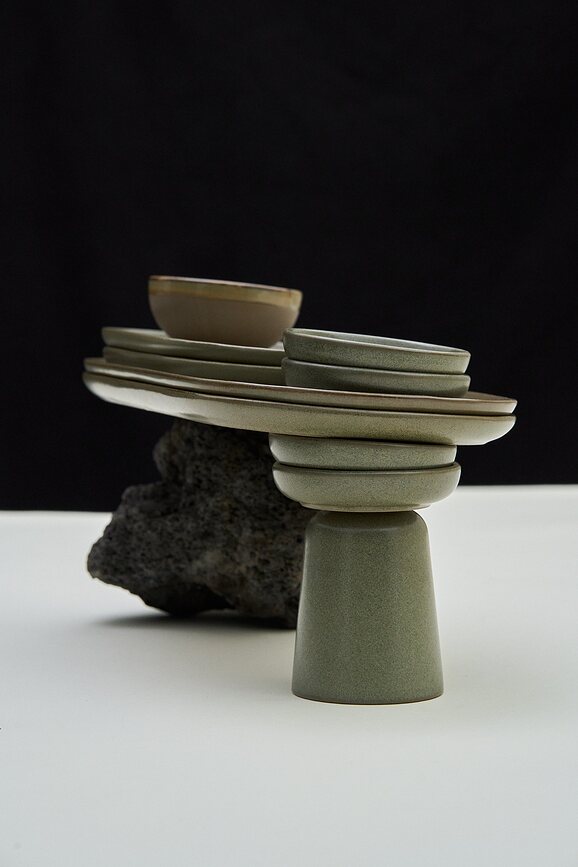 Platos llanos Surface, 24 cm, verde oscuro, 4 unidades