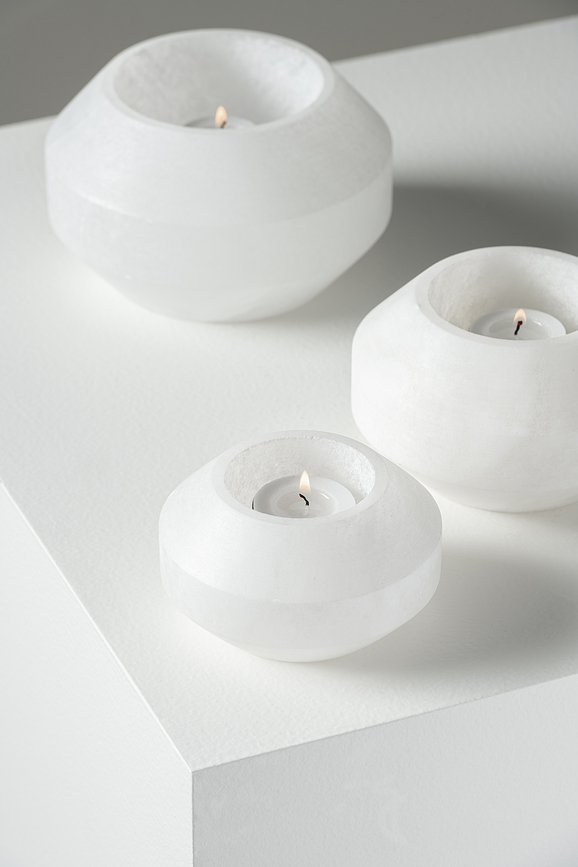 Portavelas Alabaster, 15 cm, para vela de té