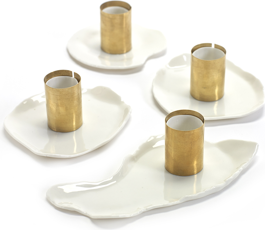 Portavelas Marie, dorado, para velas clásicas, 4 unidades