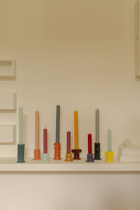 Portavelas para velas clásicas Molly, azul y marrón, 3 unidades