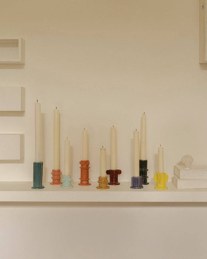 Portavelas para velas clásicas Molly, azul y marrón, 3 unidades