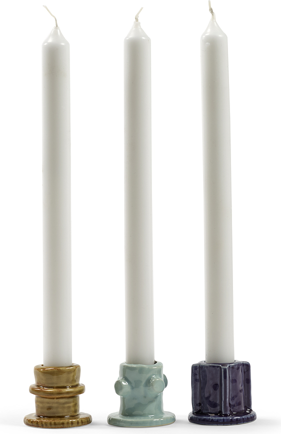 Portavelas para velas clásicas Molly, azul y marrón, 3 unidades