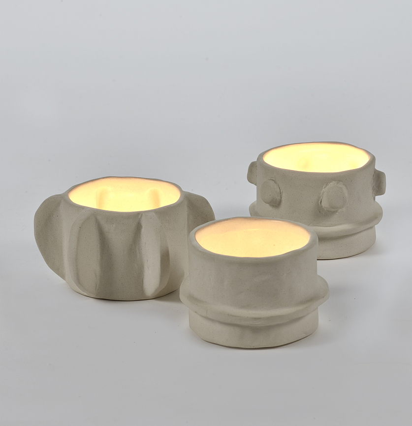 Portavelas para velas de té Molly, beige, 3 unidades