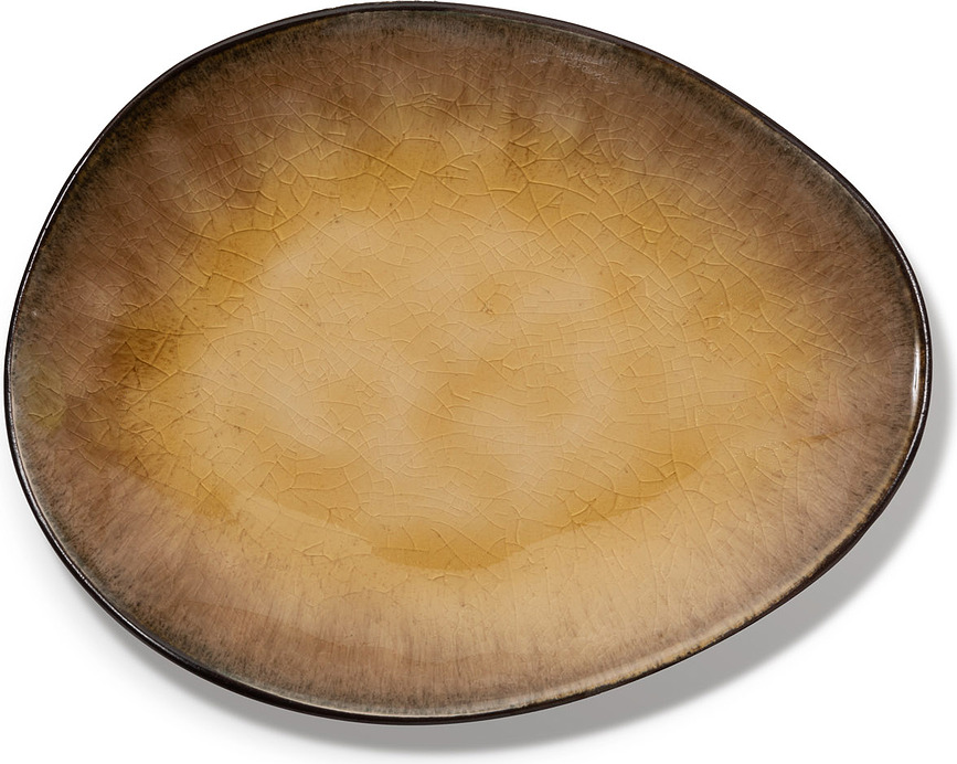 Pure Assiettes à apéritif ovales, 14,9 cm, jaunes, Lot de 4