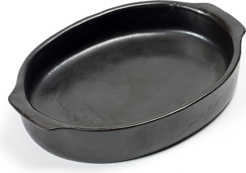 Bratpfannen aus Steingut Pure Auflaufform Oval 24, 5 Cm, Schwarz
