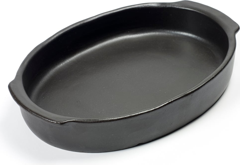 Bratpfannen aus Steingut Pure Auflaufform Oval, 30 Cm, Schwarz