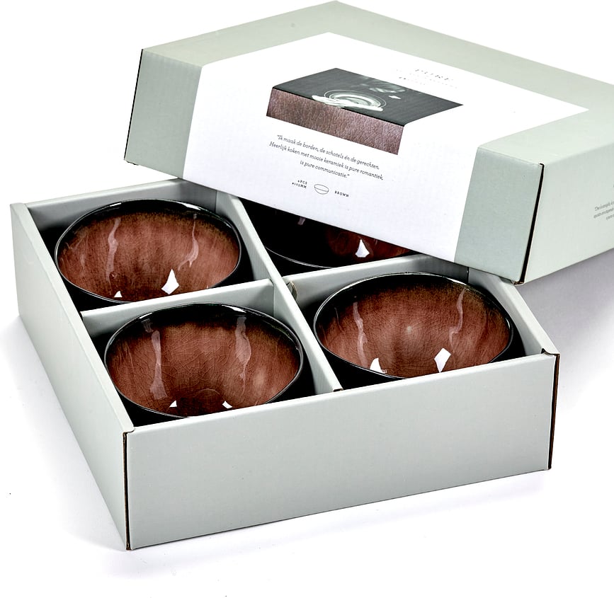 Pure Bols 10,2 cm, marron-jaune, Lot de 4