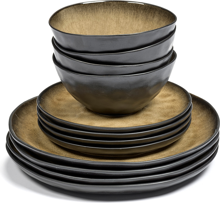 Pure Jedilni set, rjavo-rumen, 12-delni set