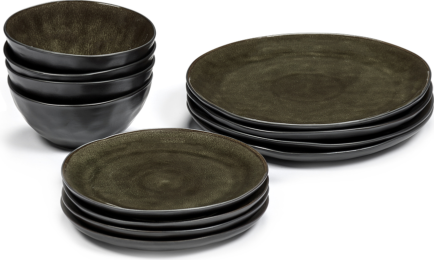 Pure Service de table, brun et jaune, Service 12 pièces