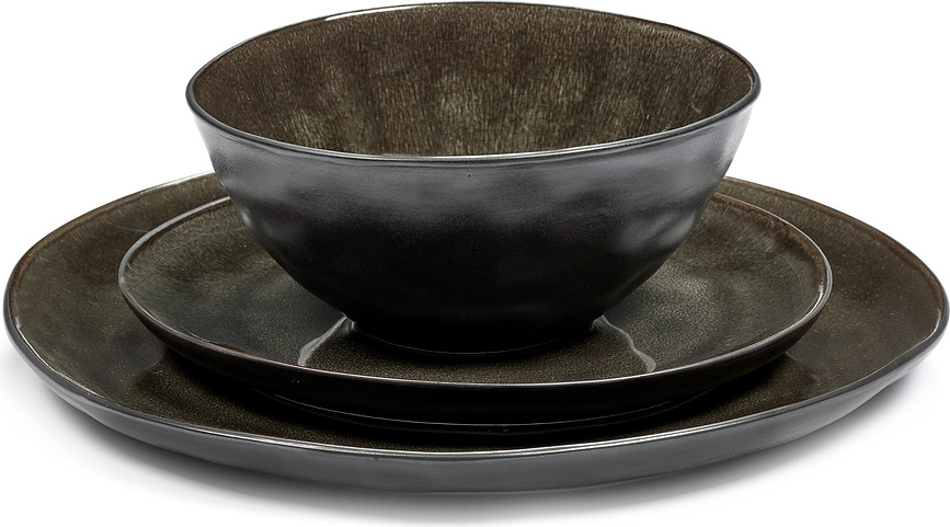 Pure Service de table, brun et jaune, Service 12 pièces