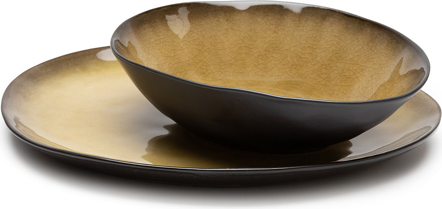 Pure Zdjele ovalne smeđe-žute 2 kom.