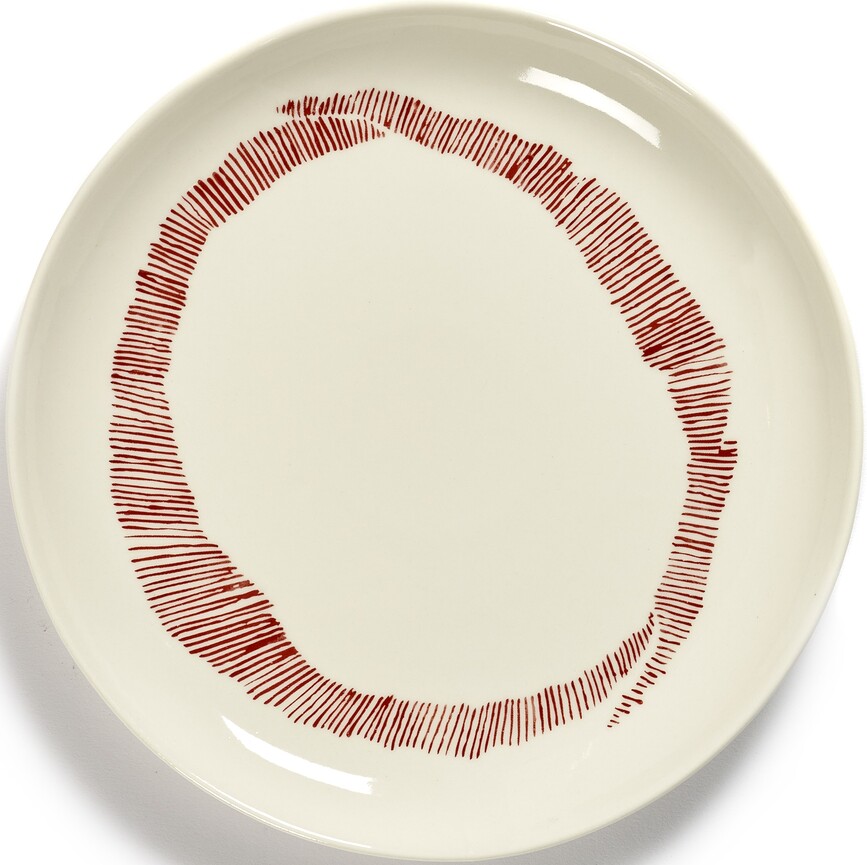 Raňajkové taniere Feast 19 cm, bielo-červené, 2 ks
