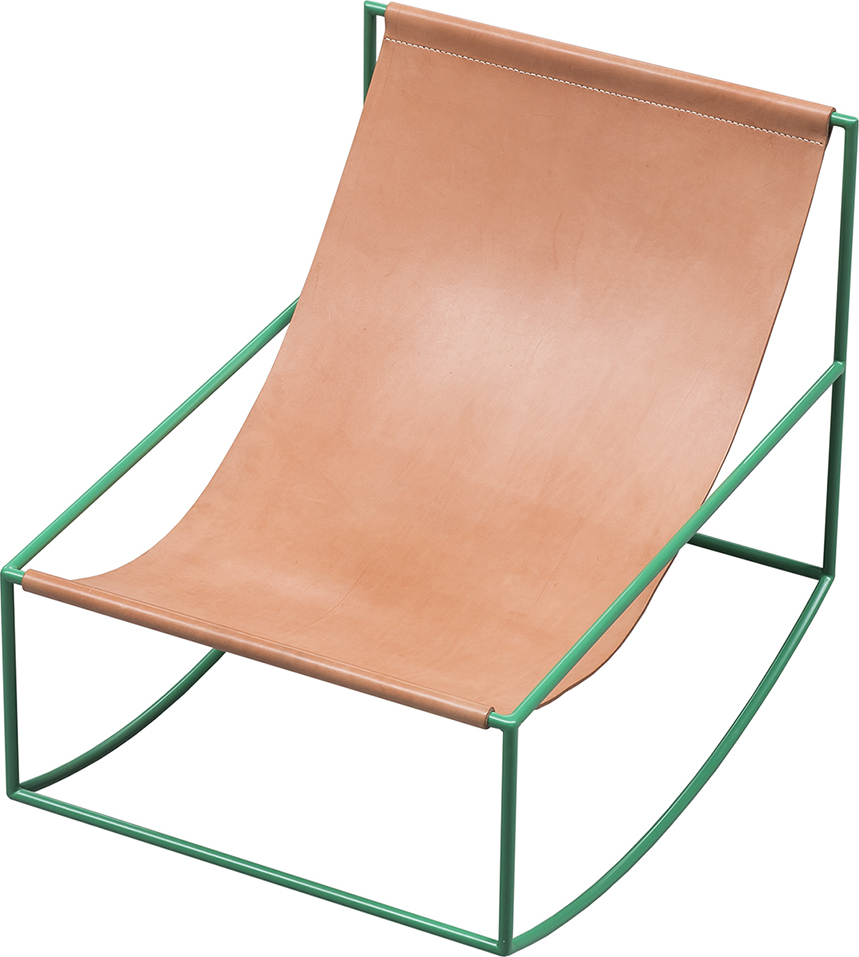 Serax Gartenliege 81 cm, Leder, grüner Rahmen