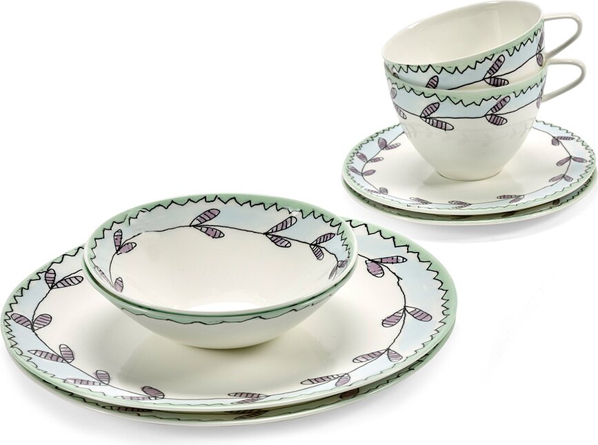 Service de vaisselle Midnight Flowers Blossom Milk, 6 pièces