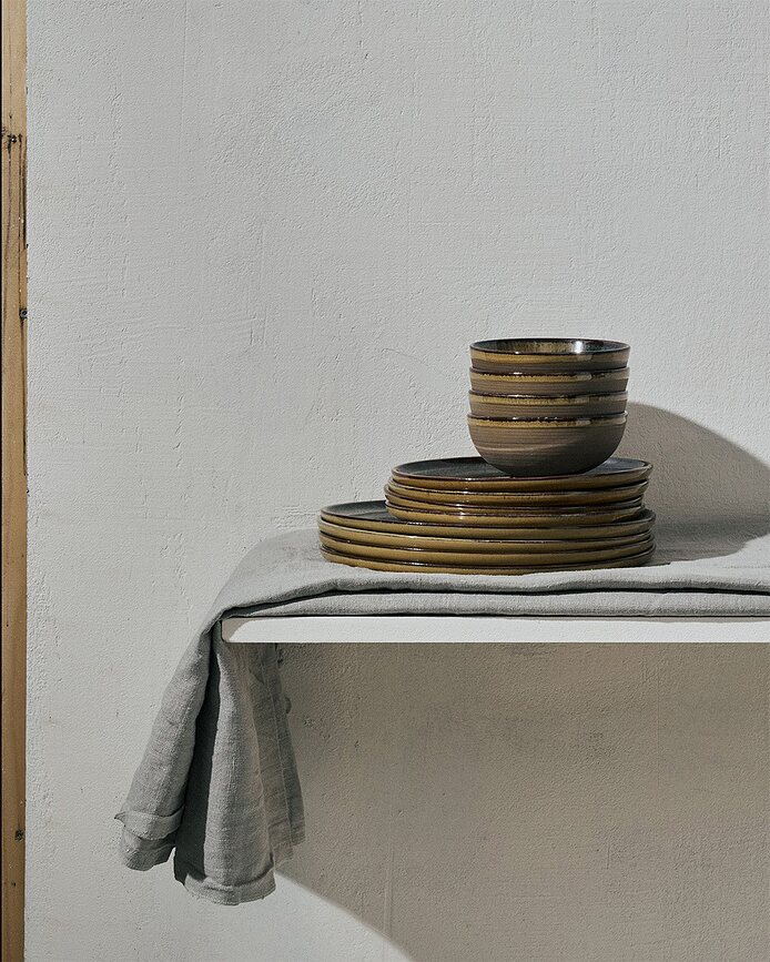 Service de vaisselle Surface noir-gris, 12 pièces