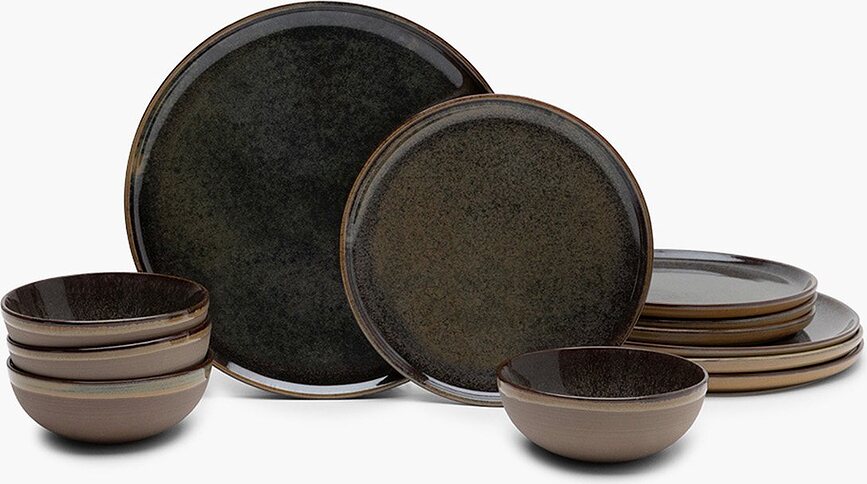 Service de vaisselle Surface noir-gris, 12 pièces