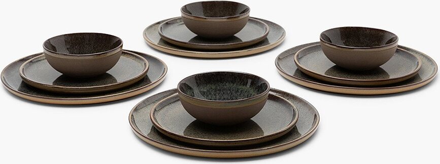 Service de vaisselle Surface noir-gris, 12 pièces