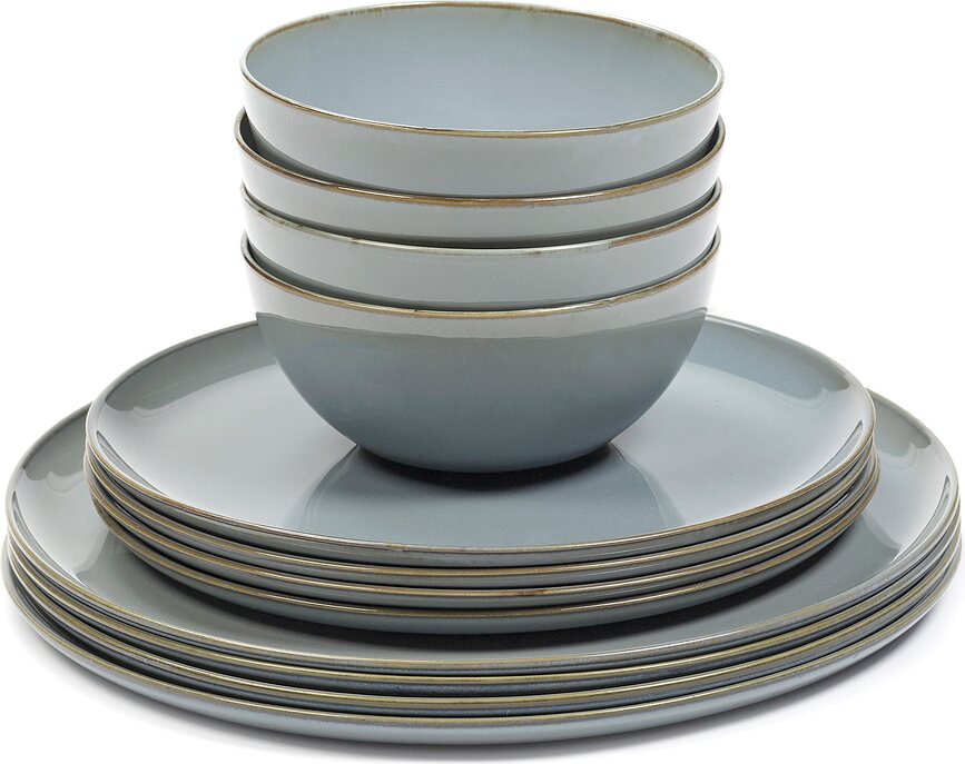 Service de vaisselle Terres de Rêves gris-bleu, 12 pièces