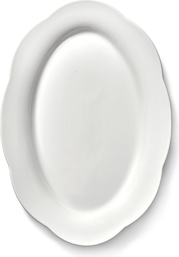 Set 2 platouri ovale Silhouette, înalte, alb