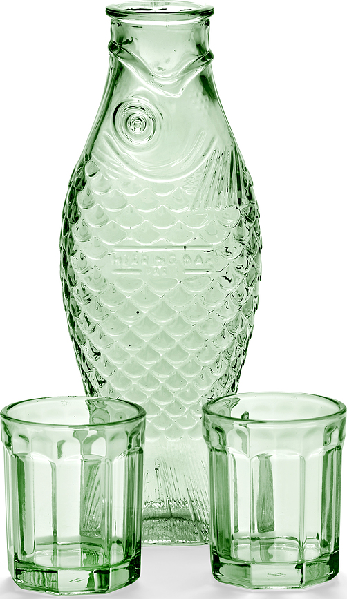 Set de Jarra y Vasos de cristal Fish & Fish, Set de 3 piezas