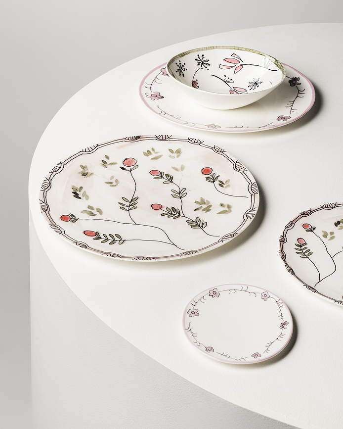 Set de platos de postre Midnight Flowers Dark Viola, 16 cm, 2 unidades