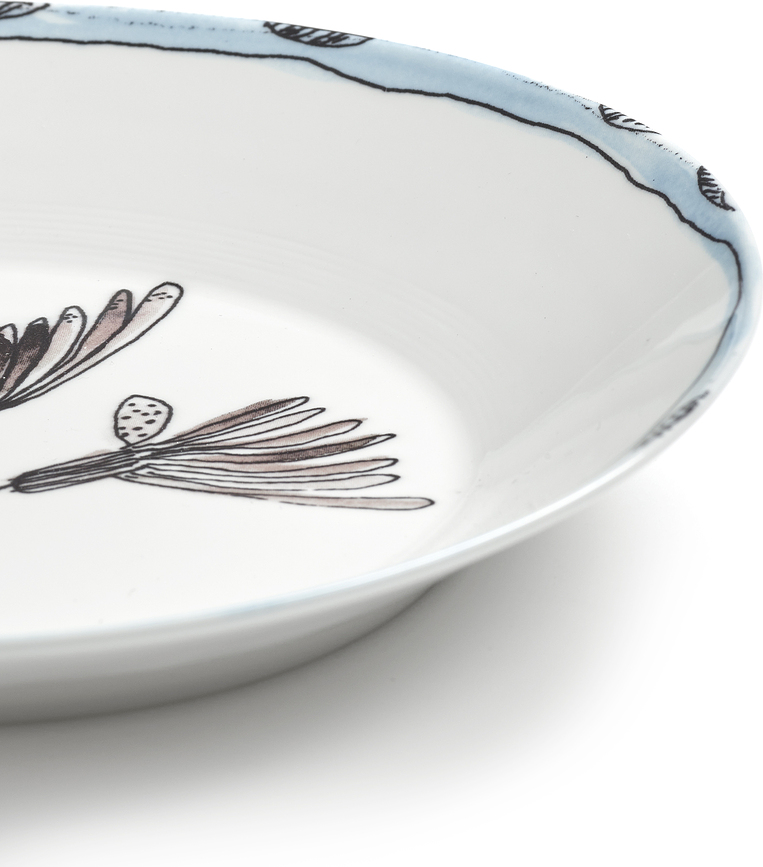 Set de 2 platos hondos Midnight Flowers Camelia Aubergine, 22 cm