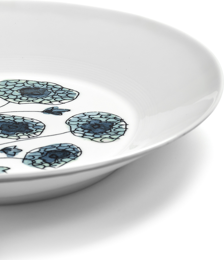 Set de 2 platos hondos Midnight Flowers Camelia Aubergine, 22 cm