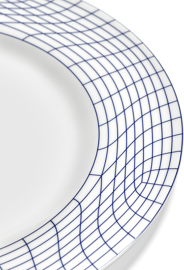 Platos llanos Nido 02, 29 cm, blanco y azul, 2 unidades