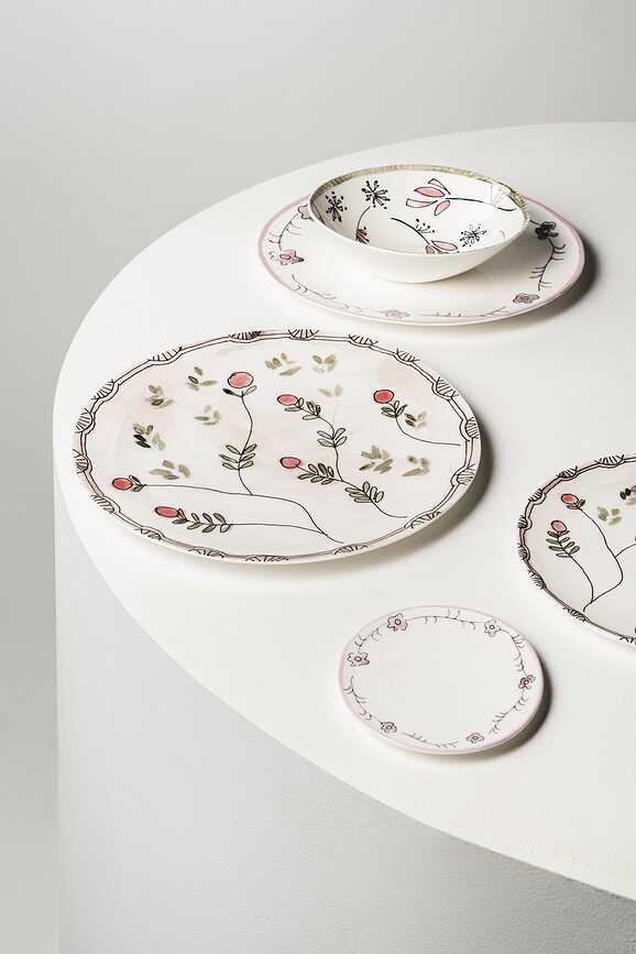 Set di stoviglie Midnight Flowers Dark Viola, 6 pezzi