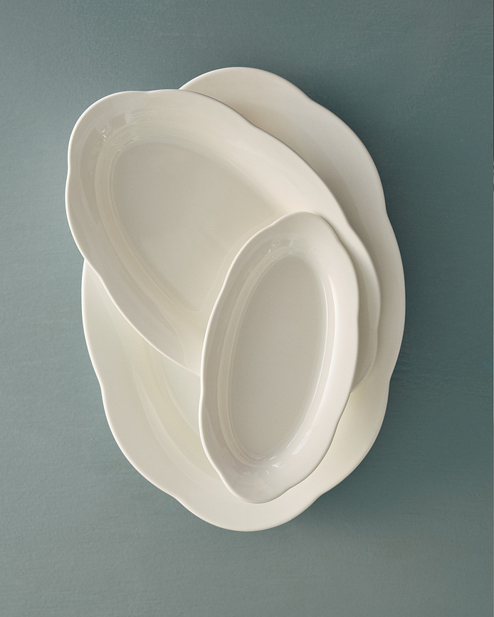 Silhouette Plat Ovale haut, 30 cm, blanc