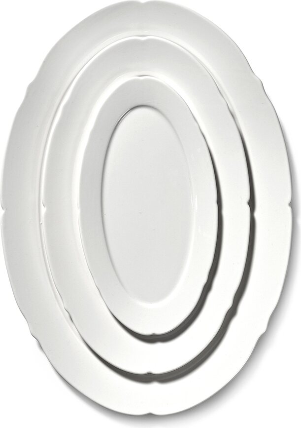 Silhouette Plats ovales 30 cm, blancs, lot de 4