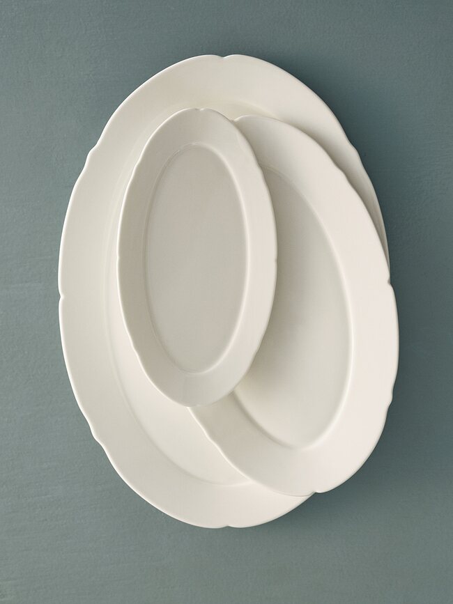 Silhouette Plats ovales 30 cm, blancs, lot de 4