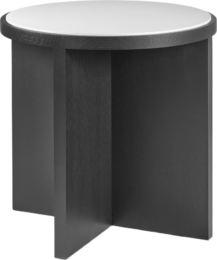 Stůl Cici s plátěnou deskou, 78 cm, bílo-černý, černý dub