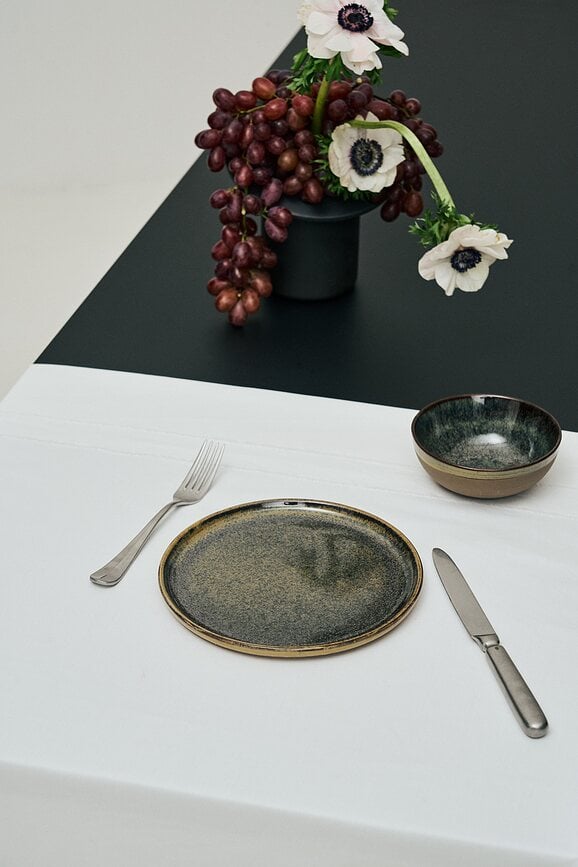 Surface Assiettes à Déjeuner 21 cm, noires et grises, Lot de 4