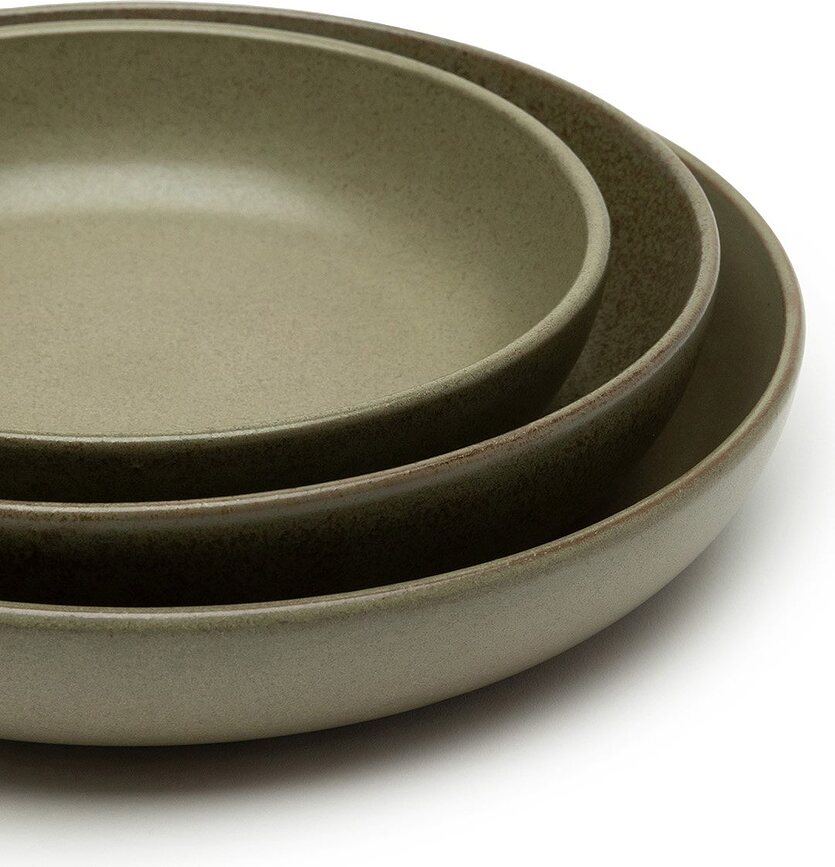 Surface Assiettes creuses, 21 cm, noires et grises, Lot de 4