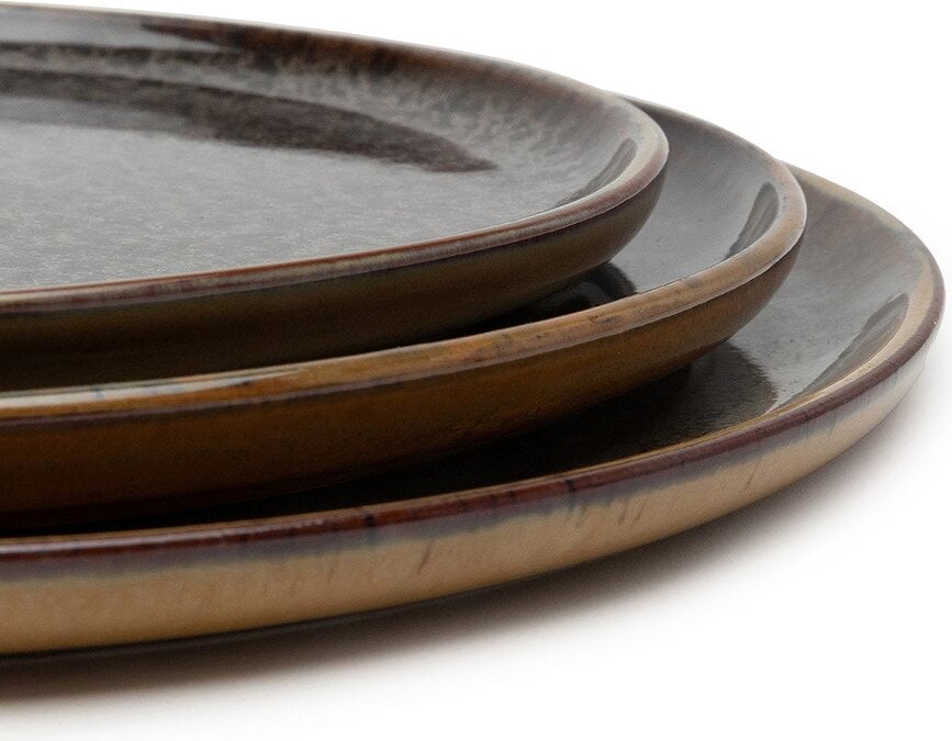 Surface Assiettes Plates 27 cm, noir et gris, Lot de 4