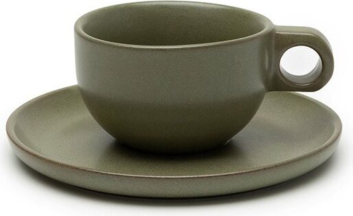 Kaffeetassen Surface Cappuccinotassen Mit Untertassen 230 Ml, Dunkelgrün, 4 St.